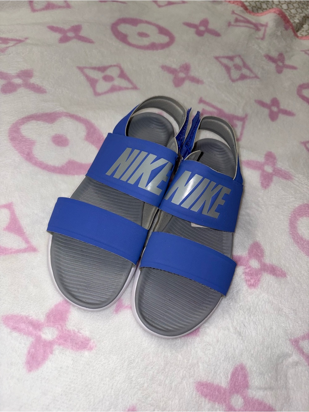Nike women’s Blue and Gray Double Strap Slide Sandals